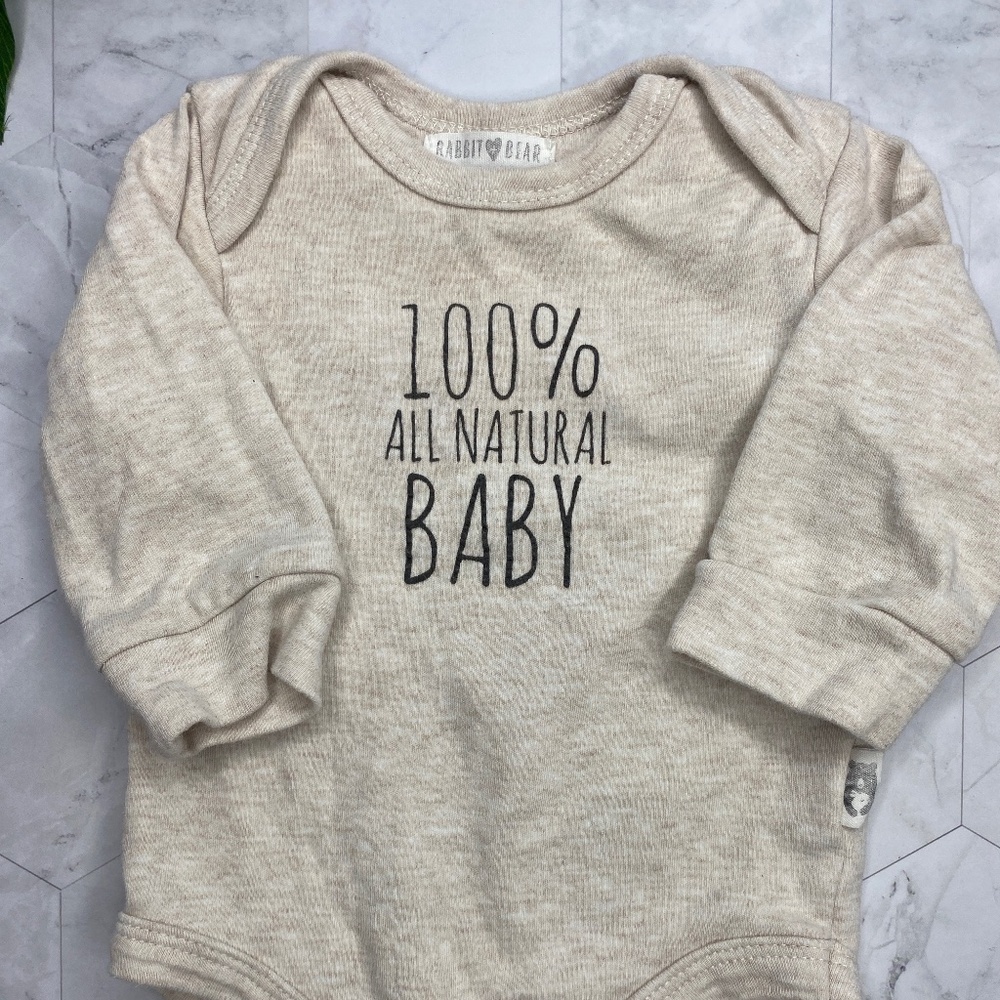 Rabbit Bear Organic 100% Cotton Bodysuit 3-6